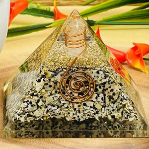 Al por mayor jaspe dálmata orgonita pirámide tallada piedra preciosa árbol vida Reiki curación Feng Shui decoración del hogar amor estilo piedra artesanías - Product Image 3