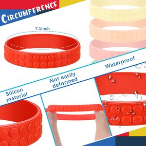 Set da 60 Braccialetti Colorati a Forma di Blocchi da Costruzione, Decorazioni per Feste, Braccialetti in Silicone - Product Image 2
