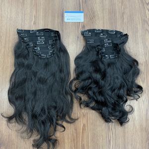 NOUVELLE ARRIVÉE : Extensions de cheveux à clipser, couleur noire naturelle, cheveux vietnamiens lisses naturels, prêts à être expédiés - Product Image 1