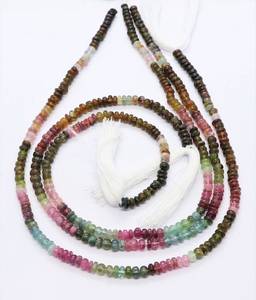 Perles rondes lisses en tourmaline naturelle multicolores 4-4,5 mm, perles de pierres précieuses en tourmaline multicolores lisses pour la fabrication de bijoux en gros - Product Image 2