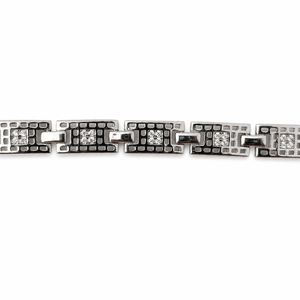 925 Sterling Silver Geometric Link <b>Anklet</b> with Cubic Zirconia High Polish Luxury Chain Style Fine Jewelry for Women Daily Wear P - Product Image 3