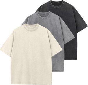 เสื้อยืดโอเวอร์ไซส์ผู้ชายคุณภาพสูง ผ้าคอตตอนหนา คอกลม ทรงหลวม สไตล์สตรีทแวร์ ใส่สบาย พิมพ์โลโก้ตามสั่ง แฟชั่น - Product Image 2