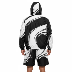Men Windbreaker Shorts Set Polyester <b>Summer</b> Plus Size Outfit Custom Streetwear Tracksuit <b>Lightweight</b> <b>Jacket</b> and Shorts Set - Product Image 2
