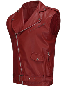 Chaleco de Motociclista de Cuero Sintético PU para Hombre, Sin Mangas, Ajustado, con Cierre y Pedrería, Estilo Punk, para Invierno - Product Image 2