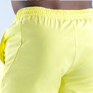 OEM Custom Logo Neon Yellow Summer Training Men Short 5 Length <b>Elasticated</b> Waist With Drawstrings Gym & Sports Shorts For Men - Product Image 6