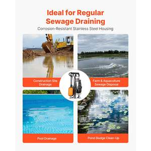 Bomba sumergible de acero inoxidable de 0,68 HP, bomba de agua limpia y sucia para aguas residuales de 4000 GPH, interruptor de flotador automático, cable largo de 30 pies para piscinas - Product Image 4