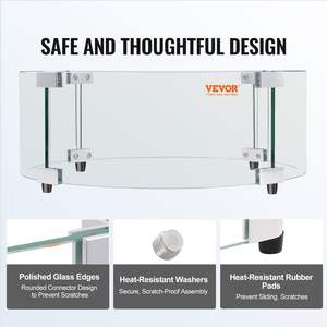 29 X 8 Inch Clear Tempered Glass Flame <b>Guard</b> 0.24-Inch Thick Fire Pit Wind <b>Shield</b> for Propane Gas Outdoor Patio Backyard Fire - Product Image 5