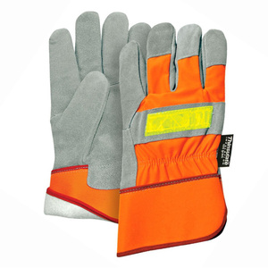 Gants de travail de qualité supérieure pour conducteurs, haute visibilité, non doublés, pointes fluorescentes, doublure FR souple, anti-coupure, antidérapants, résistants à l'abrasion, sécurité - Product Image 1