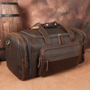 Vintage Candy Pattern Genuine <b>Leather</b> Duffle <b>Bag</b> for Men and Women Fashionable Sports and Gym Travel <b>Bag</b> with Two Front Pockets. - Product Image 4