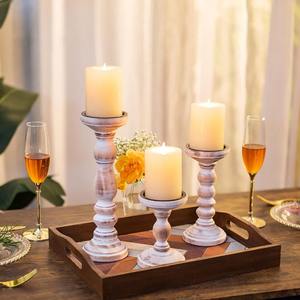 Portavelas de Madera Tallada, Juego de 3 Portavelas Rústicos, Decoración de Estilo Rústico, Decoración de Lujo para el Hogar en Arabia Saudita - Product Image 6