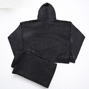 Unisex <b>Acid</b> Washed Jogger Set 100% Cotton Zip Hoodie Custom Oversized <b>Drop</b> Shoulder Plus Size XL Gym Tracksuit for Winter - Product Image 4