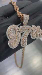 Pendentif Bling Hip Hop Rapper en Argent 925, Bijou Personnalisé avec Logo Lettre Nom en Moissanite VVS, Pendentif Plaqué Or en Argent 925 - Product Image 3