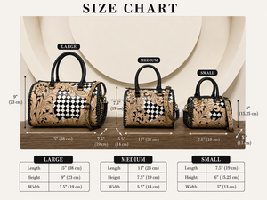 New Premium Vintage Hand Tooled Checkered Cow Leather Speedy Bag for Women's With Designer Floral Carved Pattern Shoulder Bag - Product Image 2