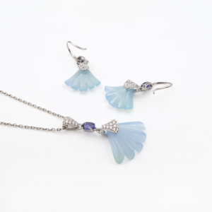 Ensemble pendentif et boucles d'oreilles en argent sterling 925 avec onyx bleu océan et iolite naturelle, plaqué rhodium, bijoux fins OEM ODM - Product Image 4