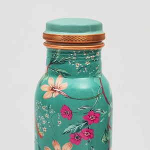 Bouteille d'eau Aqua Flora en cuivre avec imprimé botanique, élégante gourde réutilisable pour la maison, le bureau, les voyages et l'usage quotidien - Product Image 6