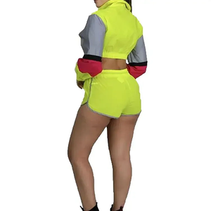 Ensemble de jogging pour femme, bleu et blanc, style sportif, à capuche, manches longues, séchage rapide, polyester, avec poches latérales - Product Image 2