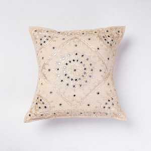 Red Hand Embroidered Mirrorwork Square Envelop Closure 100% Cotton <b>Cushion</b> <b>Cover</b> for Home & Hotel Use - Product Image 5