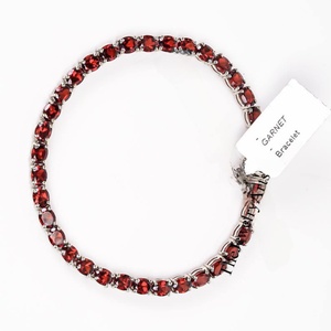 Pulsera de Granate Natural, Pulsera de Tenis, Plata de Ley 925, Joyería de Granate, Pulsera de Enero, Pulsera de Granate con Gema, Regalo - Product Image 5