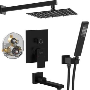 Set Doccia Pieghevole NPT Nero Opaco per Vasca da Bagno con Soffione a Pioggia Portatile, in Ottone Massiccio con Finitura Nichel Spazzolato - Product Image 1