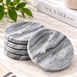 Dessous de verre en marbre rond moderne en laiton AK couleur noir et blanc marbre de conception artisanale pour ornements de vaisselle/ustensiles de cuisine - Product Image 3