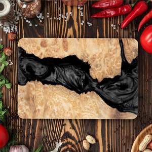 Tabla de cortar rectangular de resina para cocina con mango de madera para cuchillo, fácil de limpiar, ecológica, apta para lavavajillas, 1.5 cm de grosor - Product Image 3