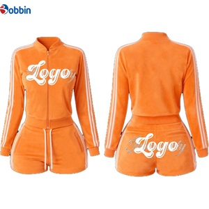 Conjuntos Deportivos Personalizados para Mujer con Logotipo, 2 Piezas, Tejido de Algodón con Rayas, Conjuntos Deportivos Urbanos con Logotipo Personalizado, Conjunto de Ropa Femenina de Manga Larga - Product Image 2