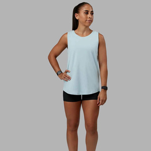Wholesale Women's Light Blue Sleeveless Tank <b>Top</b> O-Neck Knitted Breathable Casual Wear for Gym Fitness Training - Product Image 5