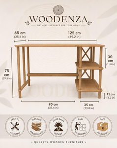 Bureau d'écriture moderne en bois massif, poste de travail minimaliste en bois pour la maison, table d'ordinateur contemporaine, bureau d'étude haut de gamme - Product Image 6