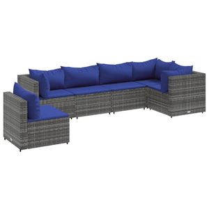 Juego de Muebles de Jardín con Cojines Azul Oscuro y Ratán Gris - Product Image 2