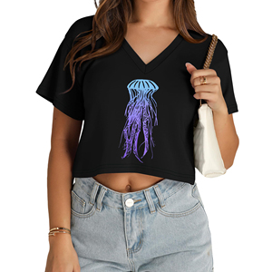 T-shirt court pour femme, personnalisable avec logo et design, impression sérigraphique haute qualité, manches courtes, coton, vêtements de marque. - Product Image 5