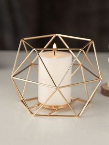 Gold Geometric Metal <b>Tea</b> <b>Light</b> Holder for Home Decoration Durable Design - Product Image 2