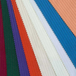 Tissu côtelé français 100 % polyester, lourd, antistatique, teint avec logo personnalisé, pour vêtements de sport féminins - Product Image 4