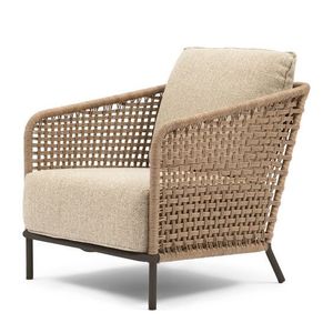 Outdoor Garden Sofa Chair Aluminum Frame Woven Wicker Rope Seat <b>Back</b> Fabric <b>Cushions</b> Portable Leisure Modern Furniture - Product Image 1
