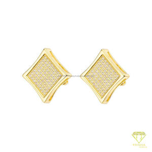 Luxury 925 <b>Sterling</b> <b>Silver</b> Moissanite Diamond Square <b>Stud</b> <b>Earrings</b> With Iced Stone Face For Wholesale Jewelry Buyers - Product Image 2