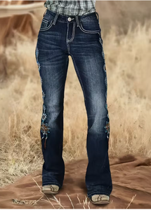 Jeans de Mezclilla de Pierna Recta para Mujer TRIBON SPORTS, Cintura Alta, Sin Elástico, Lavado a la Piedra, Rotos, Estilo Vintage, Casuales, Largos, 100% Algodón - Product Image 5