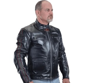 <b>Men</b> Genuine <b>Leather</b> Motorcycle <b>Jacket</b> Classic Biker <b>Jacket</b> - Product Image 1