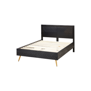Base de Cama Moderna King Size de Madera con Patrón Chevron, Cabecero Alto y Pie de Cama Decorativo para Decoración de Dormitorio Contemporáneo - Product Image 1