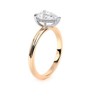 Bague de fiançailles solitaire en diamant de laboratoire taille poire certifiée IGI, or jaune 10K bicolore, pour mariage, fête ou anniversaire - Product Image 3