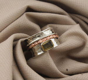 แหวนซิทรินทำมือ เงินแท้ 925 สองสี เครื่องประดับศิลปะ หินสีเหลืองธรรมชาติ สำหรับงานปาร์ตี้ ขายส่ง - Product Image 5