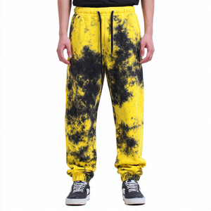 <b>Men's</b> <b>Tie</b> Dye Sweatpants Elastic Waist Drawstring Casual Joggers <b>Black</b> Gray Washed Knitted Cotton Street Style Autumn Wear - Product Image 5