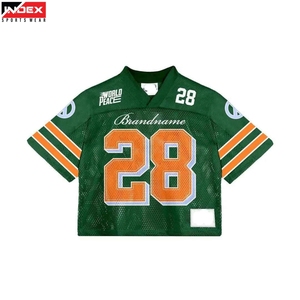 INDEX Custom American Football Jersey Men's V-Neck Short Sleeve Sublimated Print Green <b>Mesh</b> Breathable Regular Fit - Product Image 1
