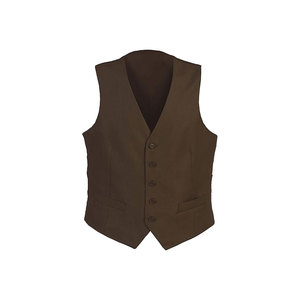 Chaleco Formal Marrón para Hombre, Cuello en V, Cierre de un Botón, Color Sólido, Poliéster, para Trajes, Otoño - Product Image 1