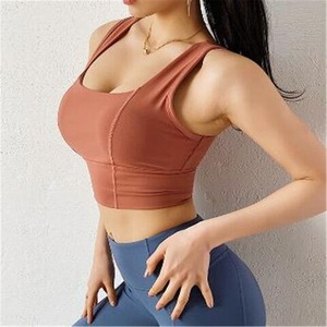 High Stretchable Ladies Yoga Gym Sports <b>Bra</b> Racer <b>Back</b> Athletic Gym Workout Training with Zipper Sports Brassiere In <b>Low</b> MOQ - Product Image 2