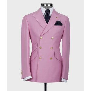 Costume de mariage et d'affaires formel pour homme, style italien, croisé, en laine, avec blazer et pantalon, col cranté, imprimé, grande taille, coupe ajustée - Product Image 6