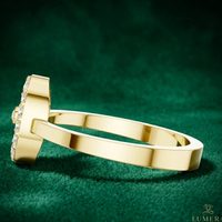 Anillo con Inicial de Diamante en Forma de O para Mujer |   Anillo de Oro Personalizado con Letra del Alfabeto en 9K, 10K, 14K y 18K |   Monograma Minimalista de Trabajo Manual con Diseño Abierto y Piedras Cultivadas en Laboratorio