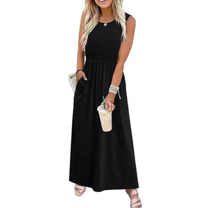 Robes d'été WIHOLL pour femmes 2026 – Robes longues et fluides sans manches coupe trapèze avec poches - Product Image 2