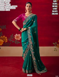 Sari traditionnel brodé jaune pour femmes, idéal pour les occasions de fête - Product Image 2