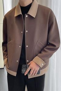 Veste en laine à revers en mélange polyester-coton personnalisée OEM pour homme, style coréen, coupe ample, tendance, polyvalente, haut de gamme, automne-hiver - Product Image 4