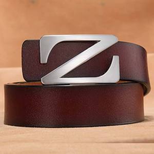 Cinturón Formal de Cuero Genuino, Color Negro Sólido, Hebilla Rectangular con Cierre Automático Plateado, Duradero, para Hombre - Product Image 4