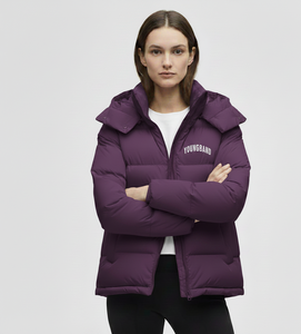 Veste d'hiver en duvet solide à capuche avec col en fourrure et fermeture éclair, manteau chaud pour femme - Product Image 1